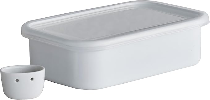 Nodahoro Bran Pickles, Komachi, Refrigerator, Storage Container, Lid, Drain and Drain Included, White, Made in Japan