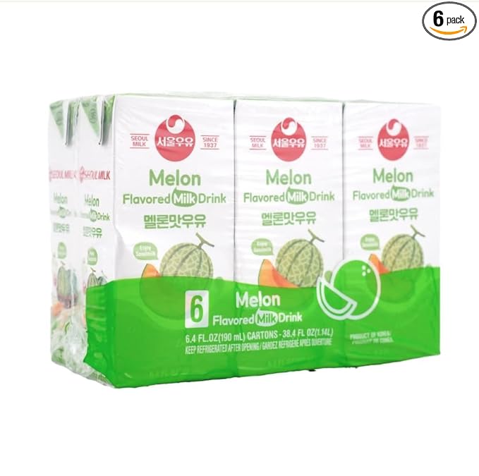 Korean Soul Milk Fruit, Coffee, and Chocolate Flavored Milk Variety Pack, 6.24 fl oz Pack, Korean Dairy Drink, 2 Percent Milkfat, Ready to Drink (1Set, Melon 6)