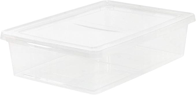 IRIS USA 10-Pack Storage Bins with Lids, 28 Quart, Shoe Boxes Clear Stackable Containers Organize Shoes Closet Shelves, Classroom Organization Teacher Tools, Game Storage - BPA-Free Plastic