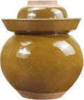 Traditional Thickened Ceramics Fermenting Jar,Yellow Porcelain Pickling Jar, Kimchi Pot with Lid Ceramic Food Storage,Water Seal Fermenting Pickling Kimchi Crock -One Color||2.5KG