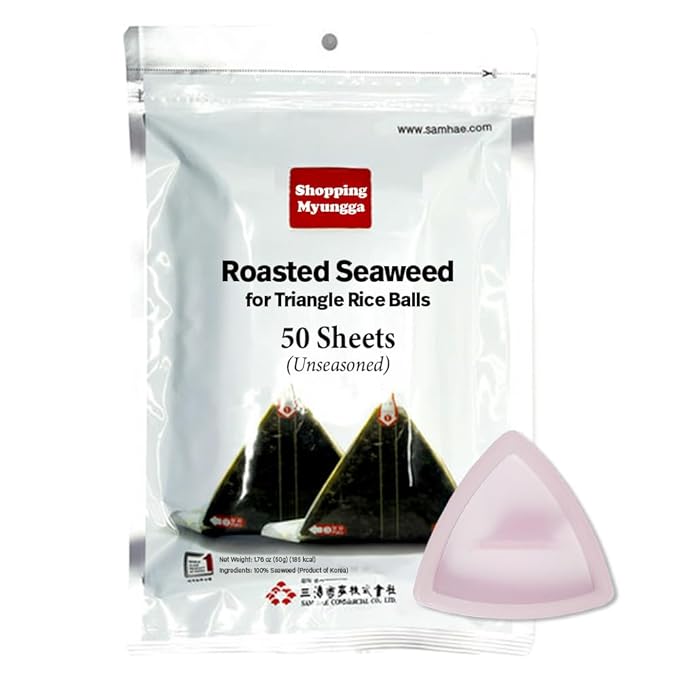 KOREAC_ [50 Sheets with Mold] Seaweed Wrappers for Triangular Onigiri Rice Ball Starter Kits