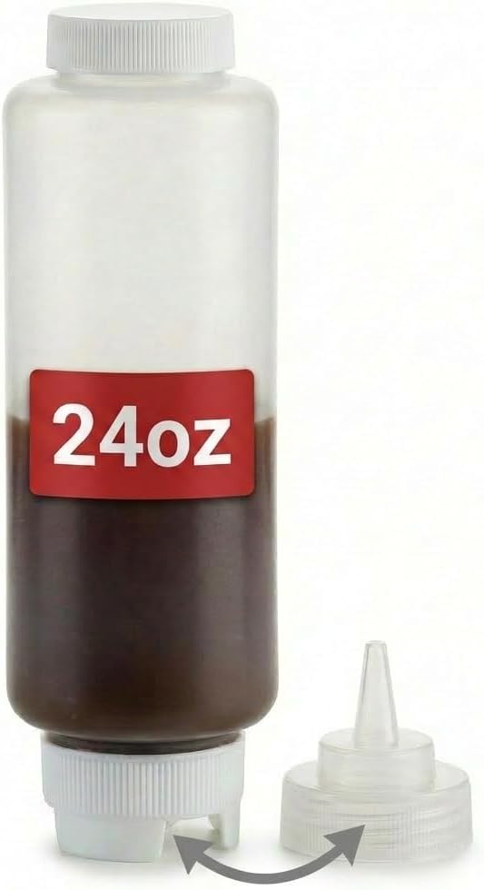 Squeeze Condiment Bottles - Squeeze Condiment Bottles for Sauces Commercial Grade Plastic Dispensers for Ketchup, Mustard, Sauces, Oils & Dressings - Easy Refill, Precision Nozzle (24 oz (1 Pack))