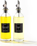 Molimoli Oil and Vinegar Dispenser with Metal Pour Spout, Weighted Pourer, Glass Bottle Dispenser for Kitchen, Olive Oil Cruet, Glass Olive Oil Bottle | 500ml, Set of 2