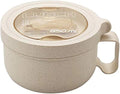 Rarapop 28.7oz Microwave Soup Bowl Containers with Lids, Wheat Straw Ramen Noodles Cup Mug for Instant Noodles,Oatmeal, Gumbo, Salad,Crunch,Cereal & More - Easy-Grip Design, Beige