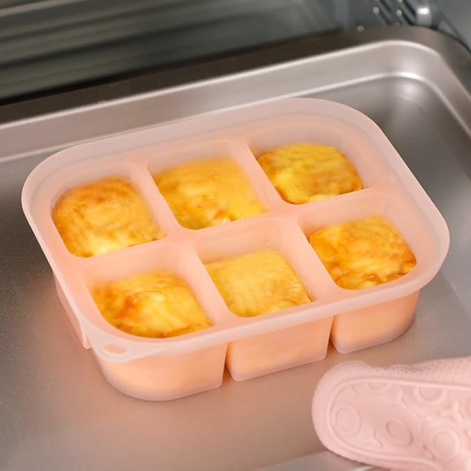 haakaa Silicone Baby Food Tray - Breastmilk Homemade Baby Food Mold - Baby Fresh Food Freezer Tray - Ice Cube Tray - - 4m+ Baby Toddler Kid - Blush