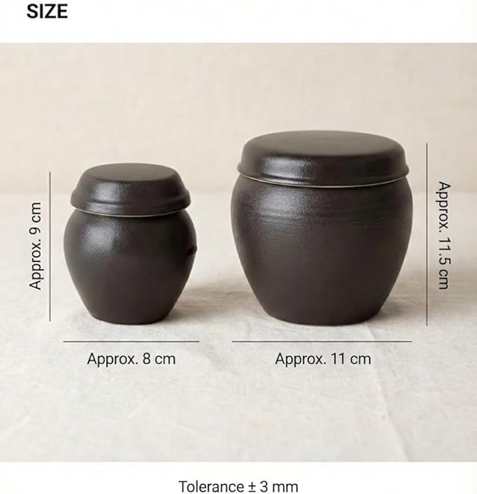 Premium Ceramic Spice Jar Set with Lids (Medium & Large) – Traditional Style Fermentation Pots for Gochujang & Doenjang – Odor-Resistant White Clay Condiment Containers