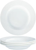 Ceramic soup bowl set of 4,5.1 ounce shallow bowl,White Dinner Bowls Plates,Porcelain wide-rimmed salad plate,Suitable for salads and pasta,Microwave and dishwasher safety