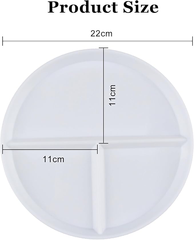 2Pack 9 Inch Portion Control Plates, Divided Plates for Dinner, Round Bariatric Dinner Plate for Adults, Dishwasher & Microwave Safe (Black White)