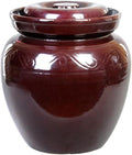 Ceramic Pickle Crock with Lids,Kimchi Containers, Fermentation Jar, Fermentation Jars Ceramic Pots, Sealed Fermentation Jars with Lids, Sauerkraut Crock -Brown||5L