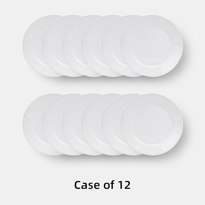 Wide Rim Bone China Commercial Grade Restaurant Plate 12", Case of 12