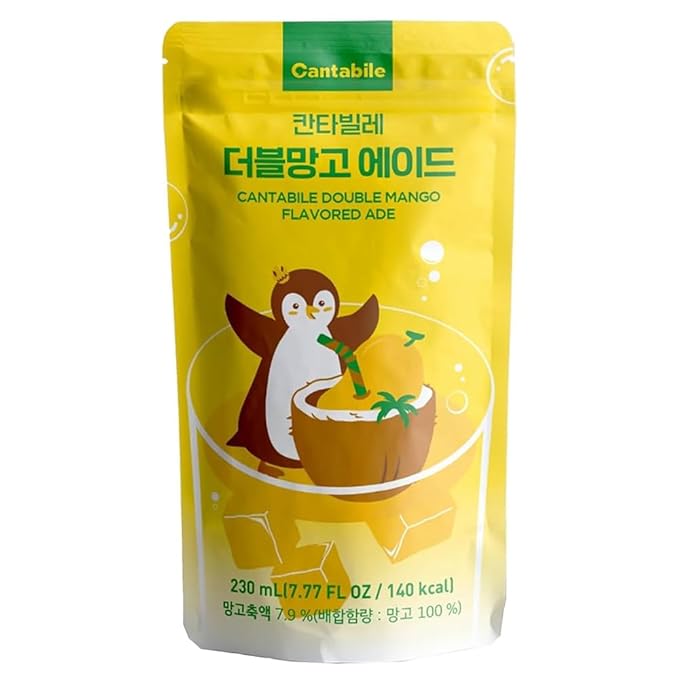 Cantabile Korean Convenience Store Pouch Drink Ready-to-Drink Refreshing Beverage Imported from Korea (Box of 10, Double Mango)