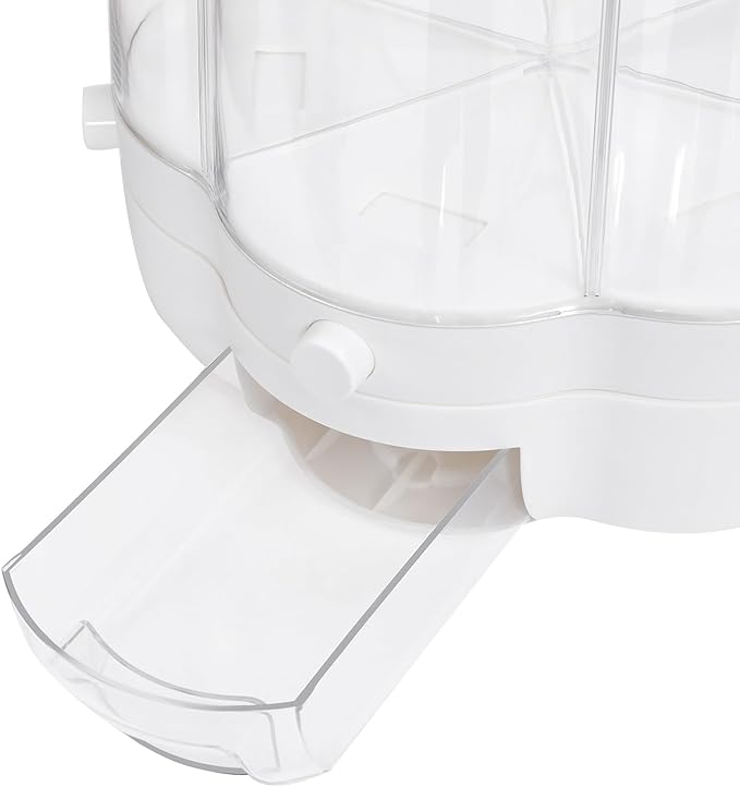 Grain Storage Container Dispenser, 6 Grids rice dispenser rotating, 360° rotating food dispenser One-Click Output rice Storage Round Grain Dispenser Kitchen (White Large 1.53kg)