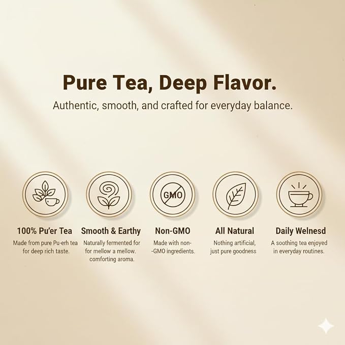 Damtuh Korean Pu-erh Tea – Aged & Smooth Dark Tea, Full-Bodied Earthy Flavor – 50 Tea Bags (Pack of 2)