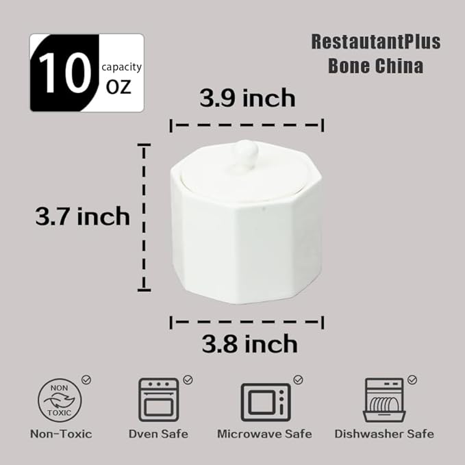 Bone China Cone Shape Commericial Grade Dinnerware Sugar & Creamer Set, Case of 1 Set