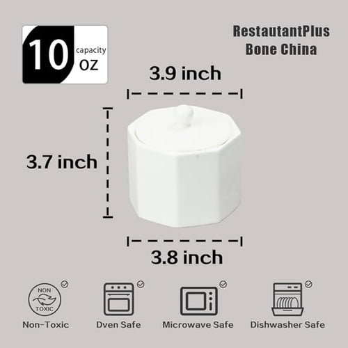 Bone China Cone Shape Commericial Grade Dinnerware Sugar & Creamer Set, Case of 1 Set