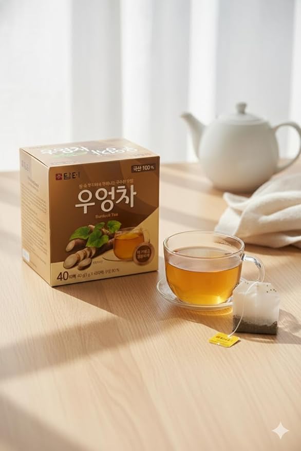 Damtuh Korean Burdock Root Tea – Herbal Wellness & Soothing Drink, Caffeine-Free – 40 Tea Bags (1.5g each)