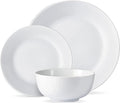 Safdie & Co. 12-Piece Modern Porcelain Ceramic Rim Aspen Dinner Set, Stackable, Lightweight Design for Everyday Use, in White Sketch