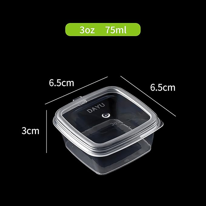 Square-shaped Disposable Sauce Cup Set - All-in-One Design with 4 Size Options, Convenient for Carrying and Use (3 oz.)