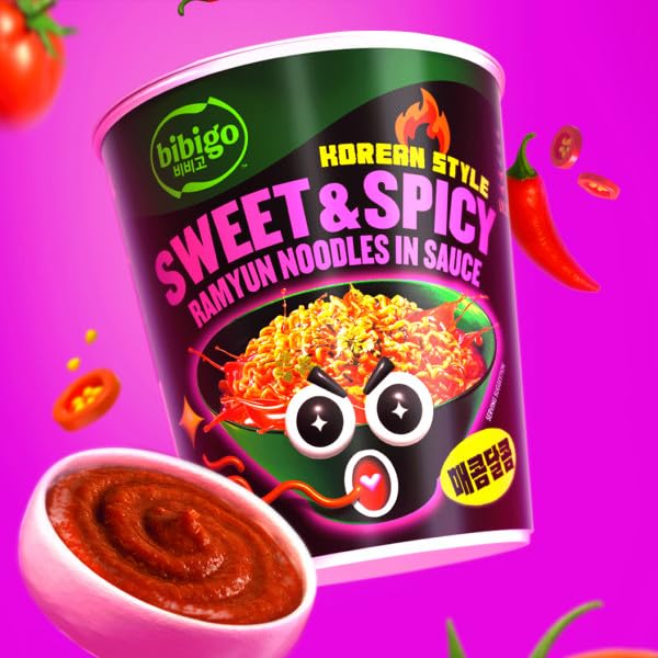 Bibigo Ramyun Ramen Noodles, Sweet & Spicy, 3.43 Ounce (Pack of 1)