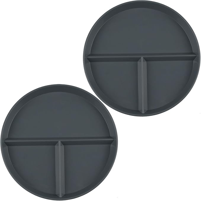 Unbreakable Divided Plate, 9 Inch Portion Control Plate,Dinner Plates for Healthy Eating and Bariatric Diet Divided Plates for Adults, 2Pcs Gray