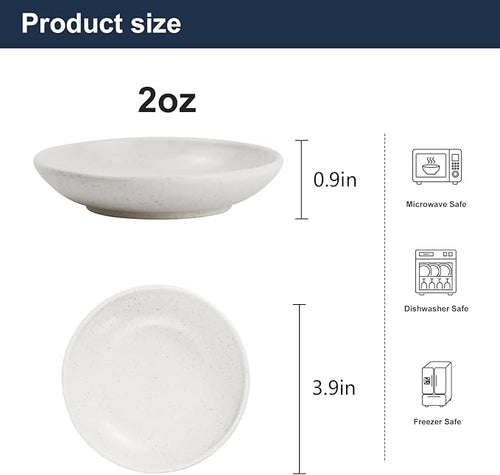 PYRMONT Wheat Straw Dip Bowls 2 OZ Dipping Sauce Bowls Set of 8 Unbreakable Sauce Bowls for Ketchup,Salsa,Microwave & Dishwasher Safe Condiment Bowls for Kitchen,BBQ,RV,Party-White