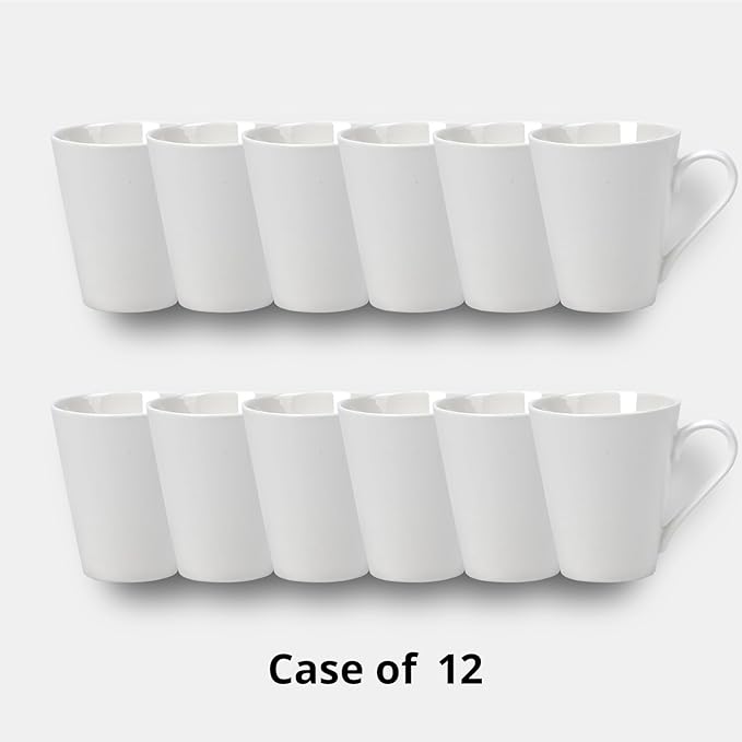 Bone China Commercial Grade Elegance White, Mug 11oz V Shape, Case of 12
