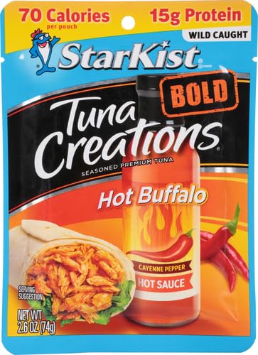 StarKist Tuna Creations BOLD Hot Buffalo Pouch (2.6 oz) Wild Caught, High Protein Shelf Stable Seafood, Gluten Free, No Draining, Ready to Eat for Salads and Sandwiches (Pack of 5)