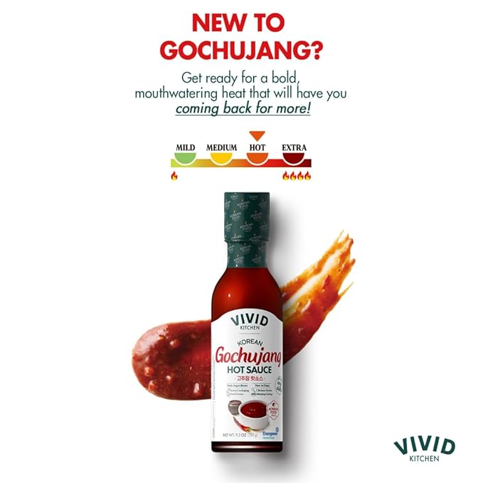 VIVID KITCHEN Gochujang Sauce - Korean Fermented Chili Paste Fusion - 8.6 oz Bottle - Authentic, Bold & Spicy Flavor - No MSG or Preservatives - Ideal for Topping, Stir-Fry, Dipping & Cooking