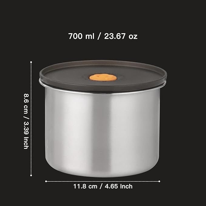 Stainless Steel Food Containers with Lids, 24 oz Food Storage Container set, Metal Food Container Bento Box, Snack Container set with Lid (Dishwasher & Freezer Safe 700 ml)