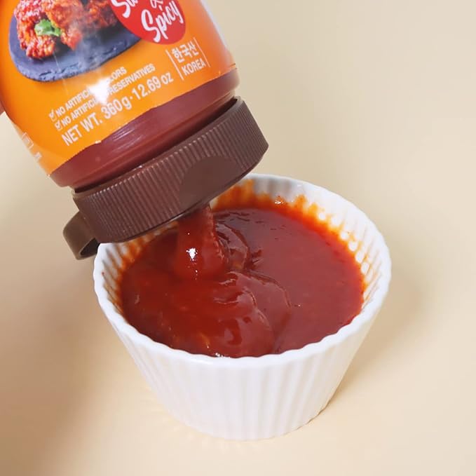 Surasang Korean Fried Chicken Sauce - Yangnyeom Sauce with Gochujang & Sweet Garlic, Spicy Sweet Coating Sauce for Wings, No Artificial Colors or Preservatives - 12.69 oz