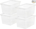 IRIS USA 4-Pack Storage Bins with Lids, 58 Quart, Clear Stackable Containers Box Organize Shoes Closet Shelves Clothes Blankets Towels - BPA-Free Plastic