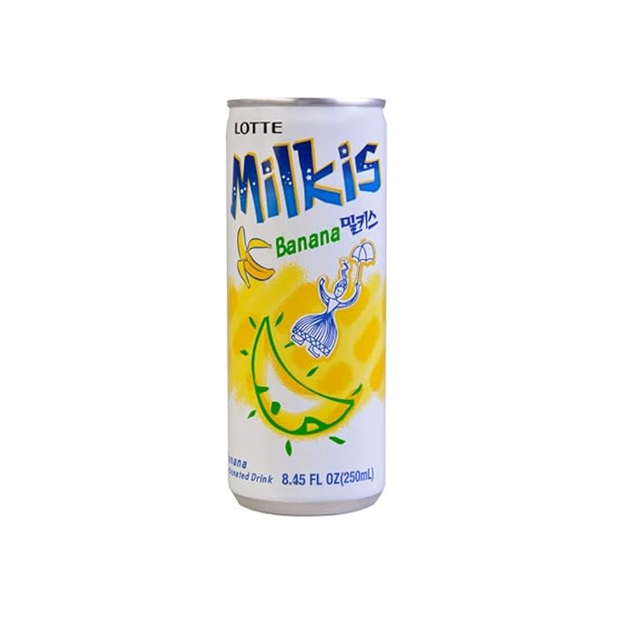 MILKIS Variety Flavor Set; Total 18 Cans(1 Can=250ml, 8.45 FL Oz) 롯데 밀키스 버라이어티 세트, 6 Peach + 6 Melon + 6 Banana