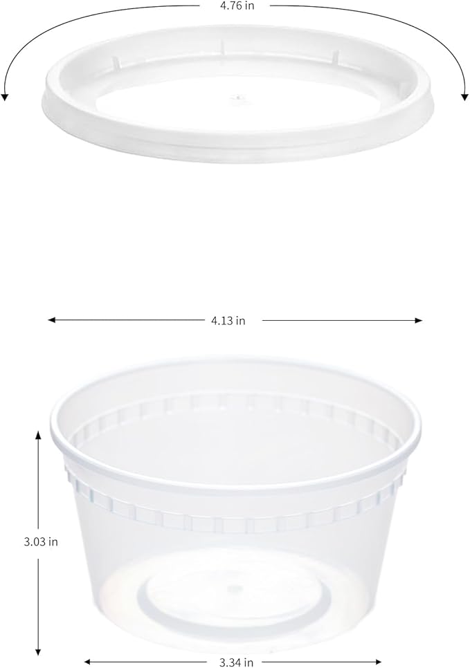 16 oz Clear Deli Containers - 48-Pack with Lids, Round Airtight Condiment Cups, BPA-Free, Dishwasher Safe - For Sauces, Dressings, Sides