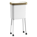 Procade Gold Bathroom Trash Can with Lid,15L Large Capacity Narrow Waste Basket with Pop-Up Lid,Covered White Office Trashcans for Near Desk,Plastic Garbage Bin for Kitchen,Bedroom,Dorm