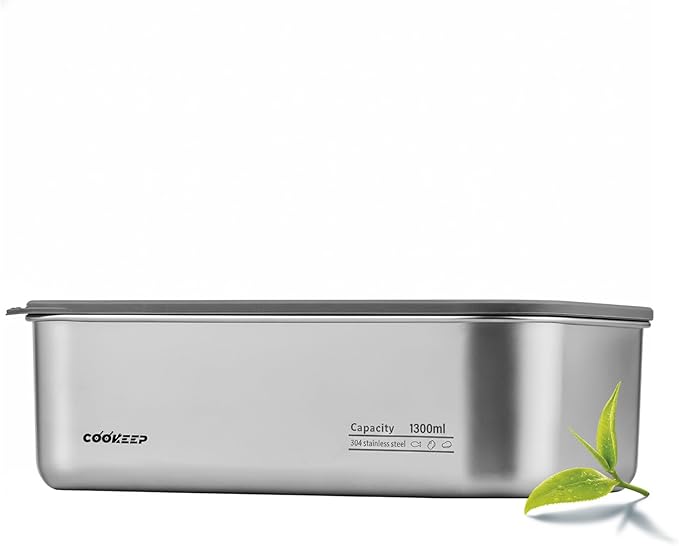 44oz/1300ml Stainless Steel Food Containers,Stainless Steel Containers with Lids,Snack Containers,Lunch Box,Easy Clean,Airtight & Leakproof for Kitchen Storage,Dishwasher Safe,BPA-Free