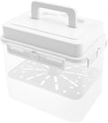 Press Plate Leakproof Airtight Pickle Kimchi Container, Press Plastic Fermentation Container, 5L Food Storage Box w Hidden Handle, Portable Mason Jar, Clear Sauerkraut Press Container for Home Kitchen