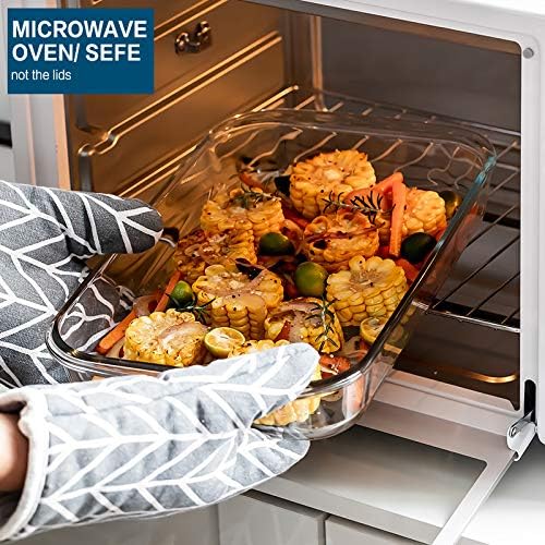 8-Piece Glass Baking Dish Set with Plastic lids,Rectangular Glass Bakeware Set with Lids, Baking Pans for Lasagna, Leftovers, Cooking, Kitchen, Freezer-to-Oven and Dishwasher, Blue