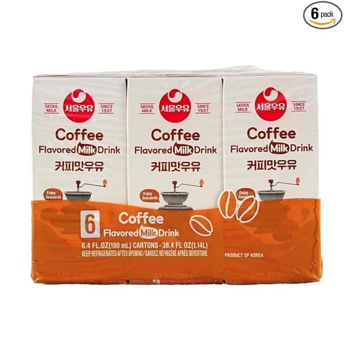 Korean Soul Milk Fruit, Coffee, and Chocolate Flavored Milk Variety Pack, 6.24 fl oz Pack, Korean Dairy Drink, 2 Percent Milkfat, Ready to Drink (1Set, Coffee 6)
