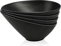 LOVYANXUE Bamboo Fiber Salad Bowls, 4 Packs Compostable 33 Ounce Elegant Black Angled Bowls for Salad, Pasta, Soup, Prep, Ideal for Home and Restaurant