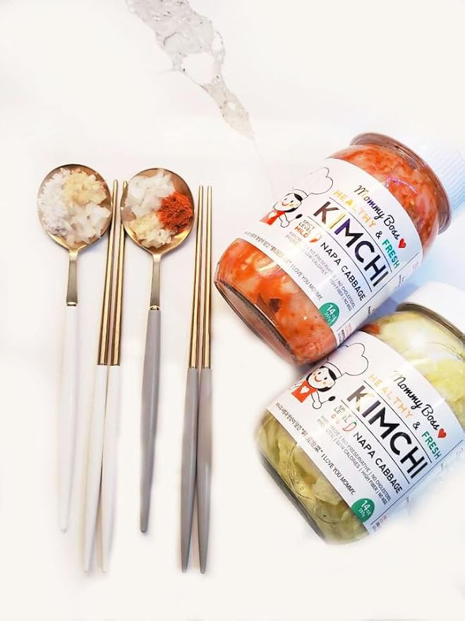 Mommy Boss Premium Fermented Napa Cabbage MILD Kimchi Authentic Korean MILD Kimchi, 14oz X 2 PACK 28oz