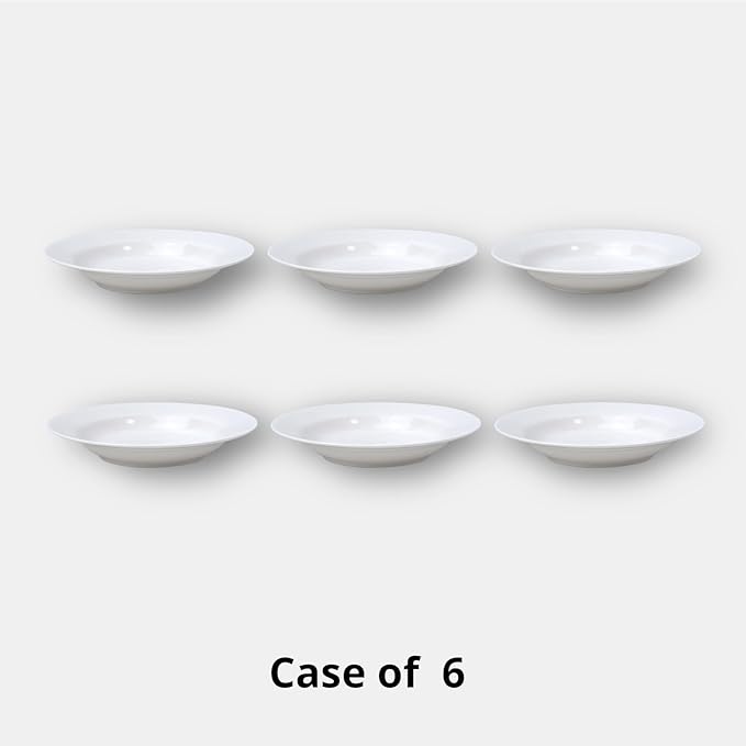 Wide Rim Bone China Commercial Grade Restaurant Elegance White Soup Plate 9"/Pasta Bowl 12oz, Case of 6