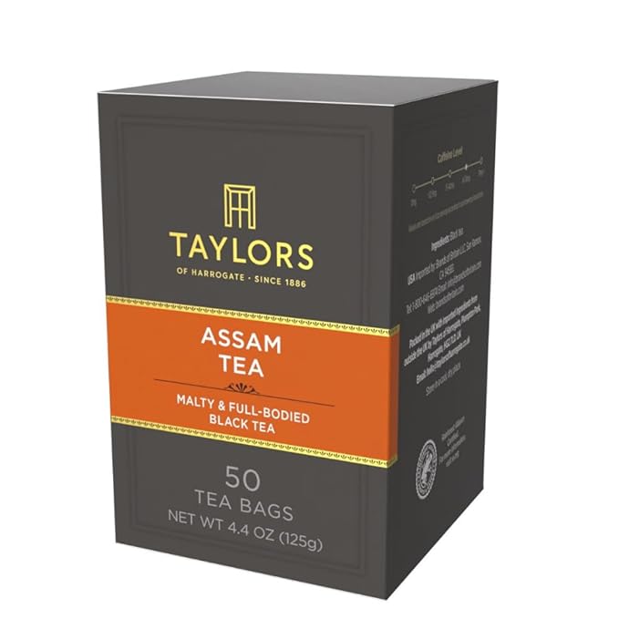 Taylors of Harrogate Assam, Black Tea, Pillow Tea Bags, 50 Count (Pack of 1), Full-bodied, Satisfying & Malty, Caffeinated, Enjoy Hot or Iced, 50 Teabags