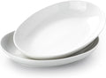 14 Inch Oval Serving Platters Set of 2, Large Wide Ceramic Serving Platter, White Porcelain Serving Trays for Entertaining, Turkey, Steak, Appetizers, Pasta, Salad