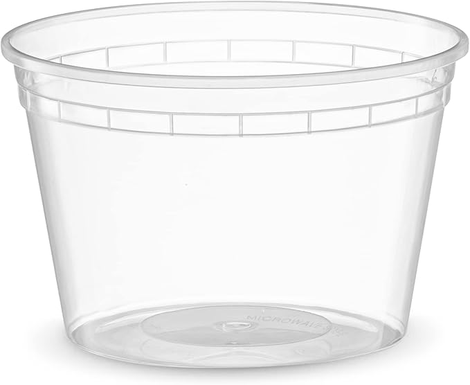 ELEGANT DISPOSABLES 16 OZ - 24 Sets Plastic Deli Food Storage Containers with Airtight Flexible Lids Microwavable, Leak Free, Washable, Freezer Safe.