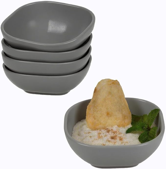 Dipping Bowls, Wheat Straw Bowls Set of 5-4.5 OZ Unbreakable Dipping Cups for Side Dish, Ketchup, Soy, BBQ, Dessert, Sushi, Party, Condiments Serving (Grey)