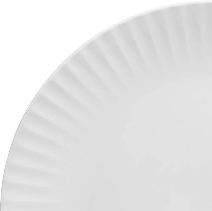 Pfaltzgraff Fluted Grace 24 Piece Porcelain Plate and Bowl Dinnerware Set, Service for 8, Fluted Design, Durable for Everyday Use, White