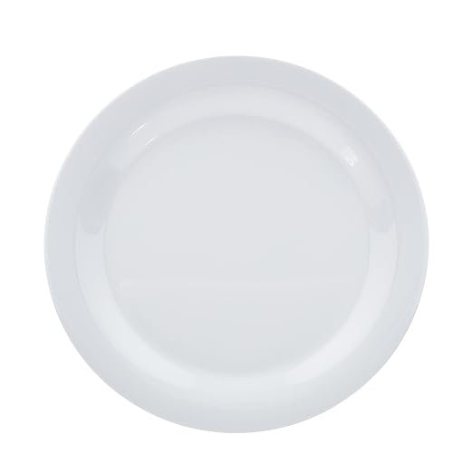 Amazon Basics Melamine Plate, Dishwasher Safe, Food Safe, BPA Free, 10.5 in, White, 6-Piece Set