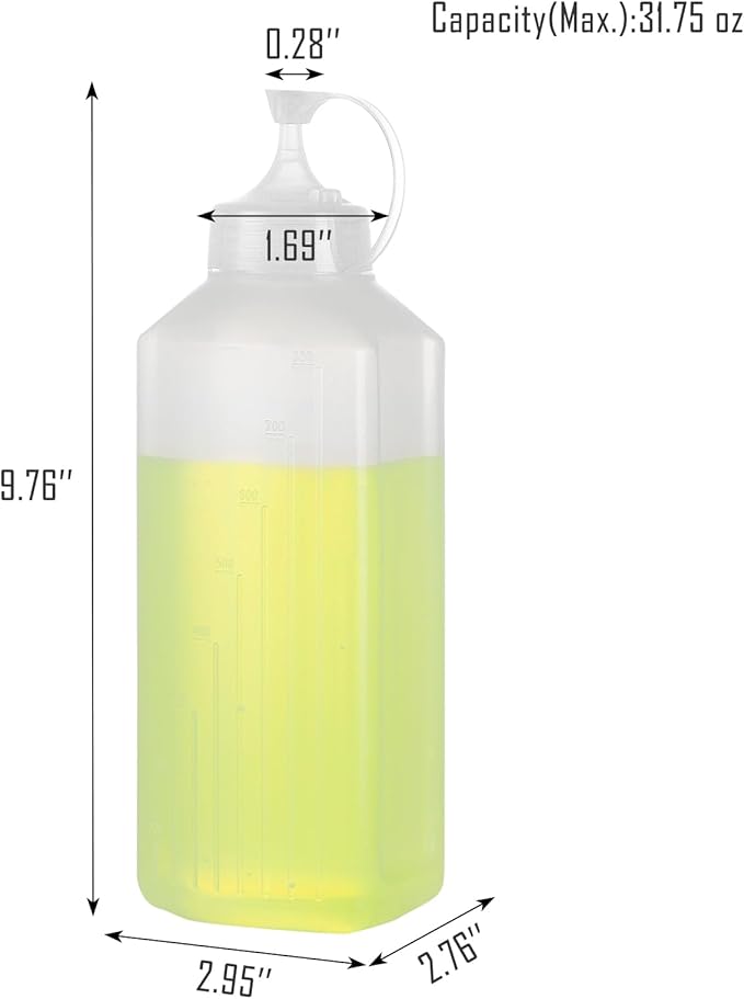 2 Pack 26oz Large Condiment Dispenser with Lid Wide Mouth Squeeze Bottles for Ketchup Mustard Salad Dressing Clear Squirt Bottles for Sauces