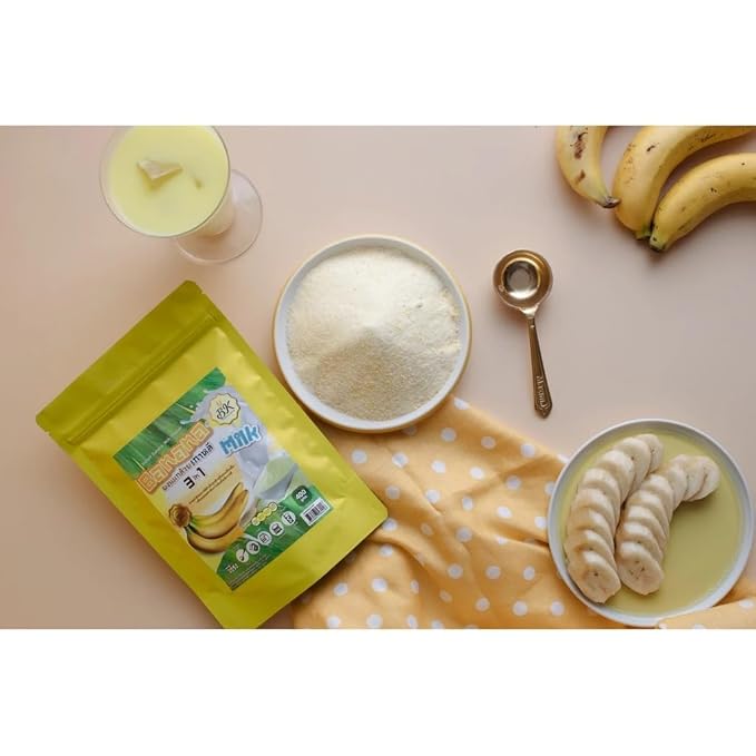 บีเค Korean Style Banana Milk Powder Instant Creamy Banana Drink Mix for Lattes, Smoothies, and Baking 400g