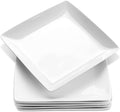 Porcelain Square Dessert Plates, 8.4 Inch Square Serving Plate for Steak, Pasta, Salad, Snacks, Dessert, Appetizer Plates, Set of 6, White